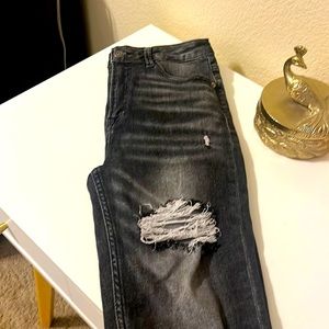 Risen Worn Black Denim.